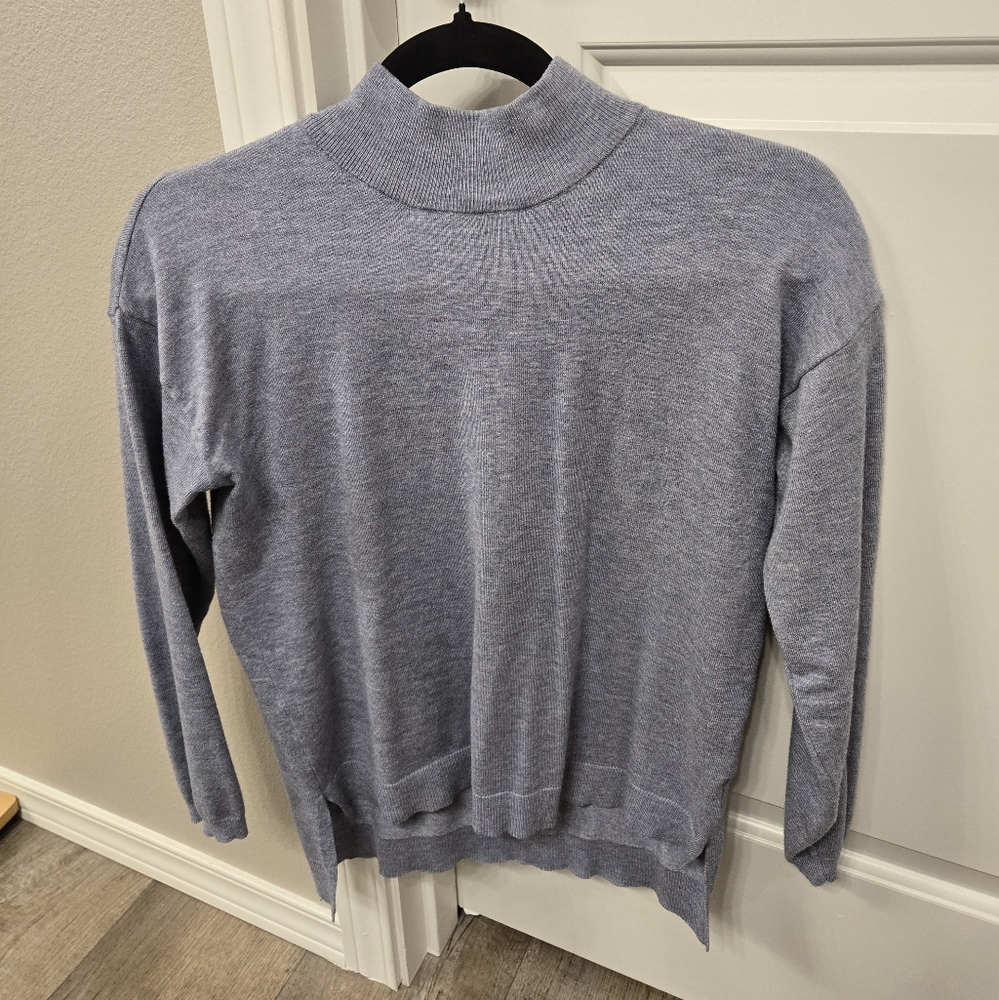 Joan Vass Heather Blue Gray Sweater